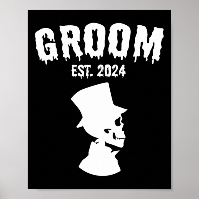 Brud 2024 Skelett Par Matchande Bröllop Hallo Poster (Framsidan)