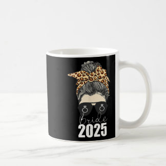 Brud 2025 Messy Bun Förlovning Leopard Cheetah  Kaffemugg