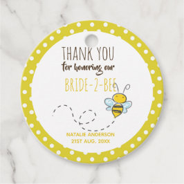 Brud 2 BEE Söt Gul Prickig Bröllopsfest Gåvor Etiketter