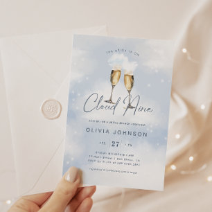 Brud är på molnet 9 Bridal Brunch Champagne Inbjudningar