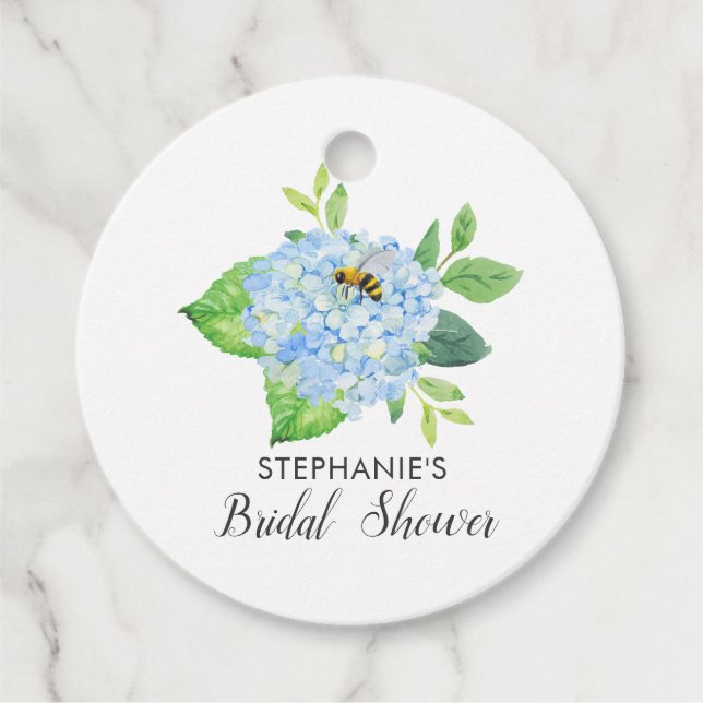 Brud att bli Blå Hortensia Bröllopsdusch  Gåvor Etiketter (Framsida)