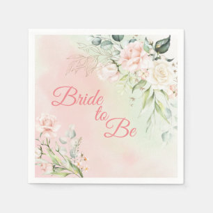 Brud att bli blommig elegant rosa chic flickaktig pappersservett