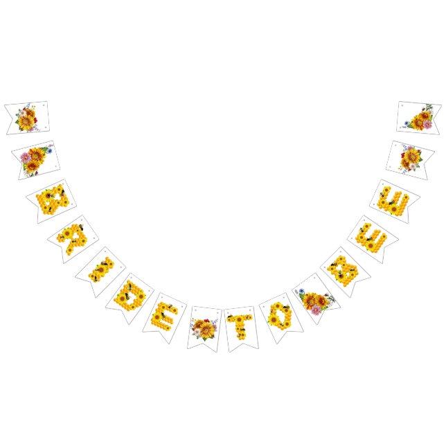 Brud att bli | Bröllopsfest i akvarell blommig sti Vimplar (Alla)