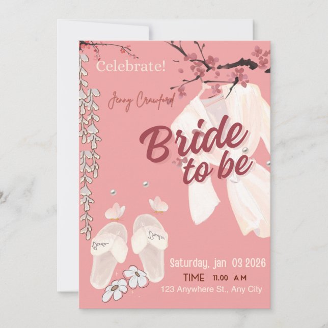 Brud att bli bröllopsfest inbjudan | Elegant Pin (Framsida)