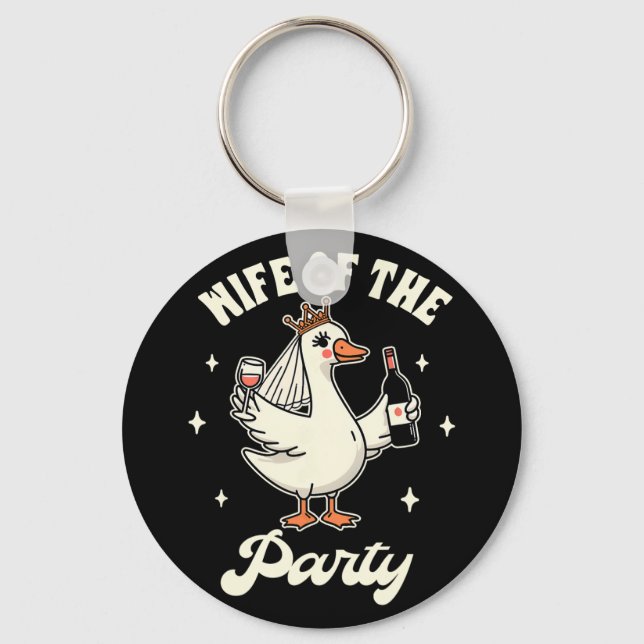 Brud att bli dum gås bröllopsdrickande fru till nyckelring (Framsida)