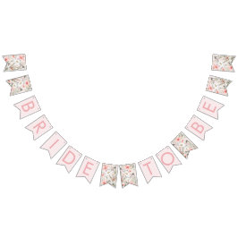 Brud Att Bli Girlang Banner med Rosa Vildblommor Vimplar
