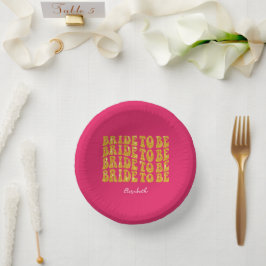 Brud att bli guld glittertext med namn, rosa