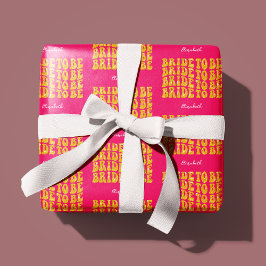 Brud att bli guld glittertext med namn, rosa presentpapper