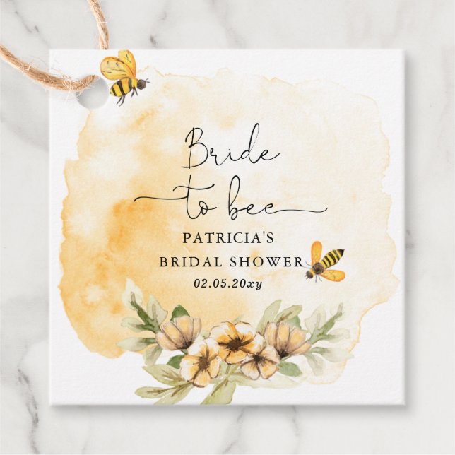 Brud att bli Honeybee Blommig Bröllopsfest Gåvor Etiketter (Framsida)