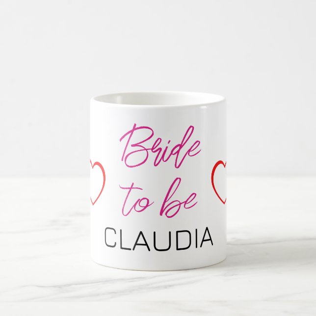 Brud att bli Namn rosa röda hjärtan Kaffemugg (Center)