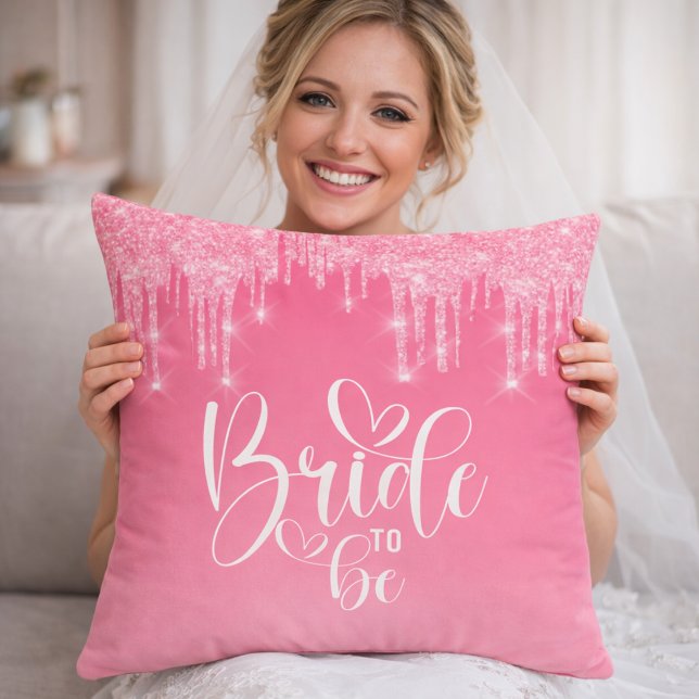 Brud att bli rosa glitter kastkudde kudde (Skapare uppladdad)