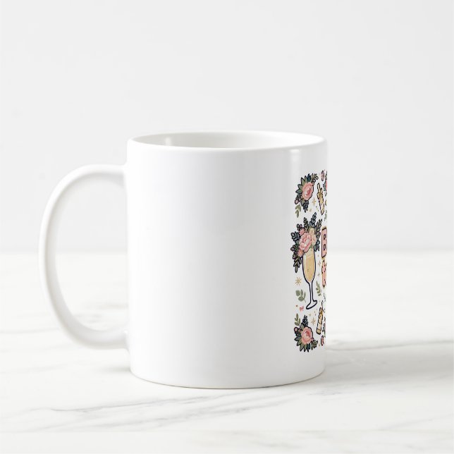 Brud Att Vara Champagne Blommig Möhippa Present Kaffemugg (Vänster)