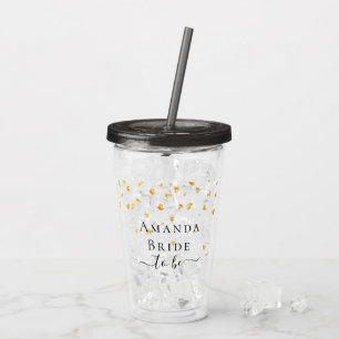 Brud att vara guld hjärtan sprinkle namn take away mugg