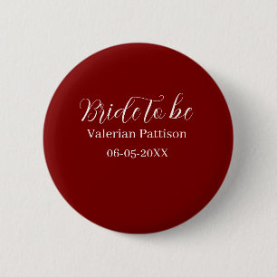 Brud att vara namn datum mauve vit bröllopsfest vi knapp