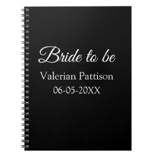 Brud att vara namn datum svart vit bröllopsfest vi anteckningsbok