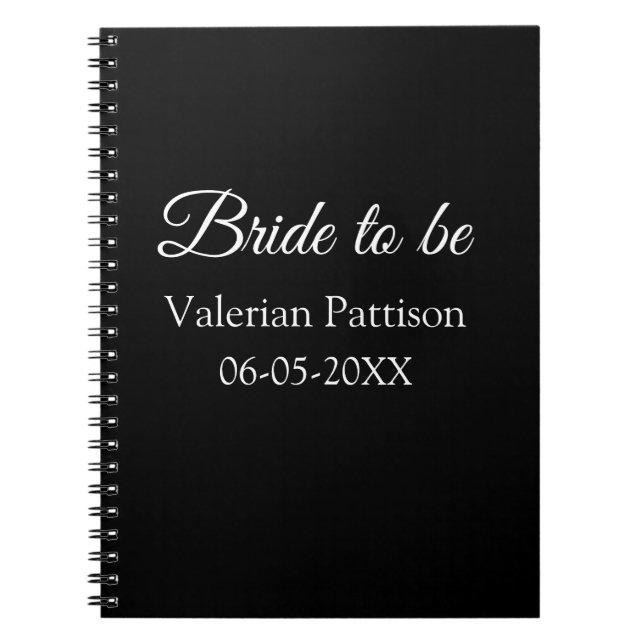 Brud att vara namn datum svart vit bröllopsfest vi anteckningsbok (Framsidan)