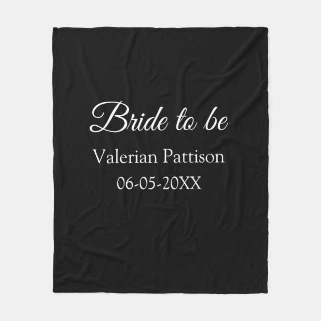 brud att vara namn datum svart vit bröllopsfest vi fleecefilt (Framsidan)