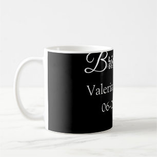 Brud att vara namn datum svart vit bröllopsfest vi kaffemugg