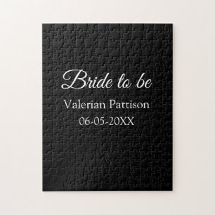 Brud att vara namn datum svart vit bröllopsfest vi pussel