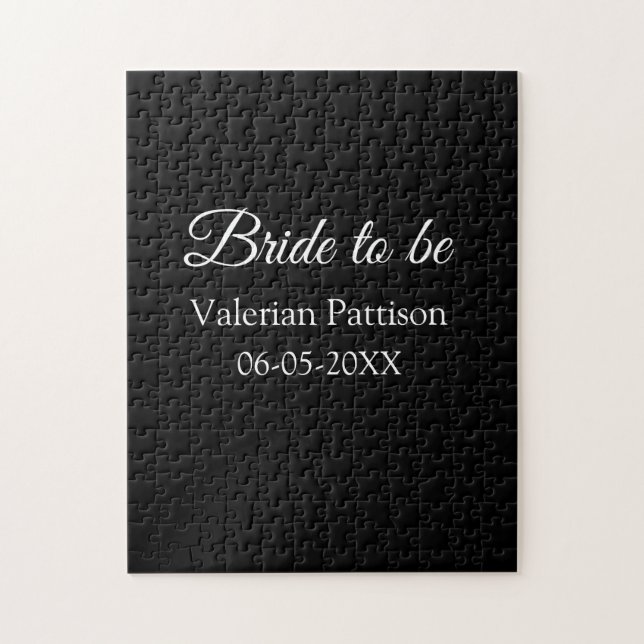 Brud att vara namn datum svart vit bröllopsfest vi pussel (Vertikal)