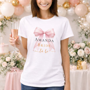 Brud att vara rosa båge pärlor elegant Möhippa T Shirt