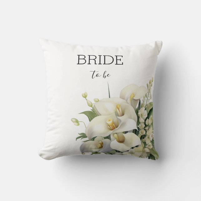 Brud Att Vara Vita Blommor Akvarell Konst Kudde (Framsida)