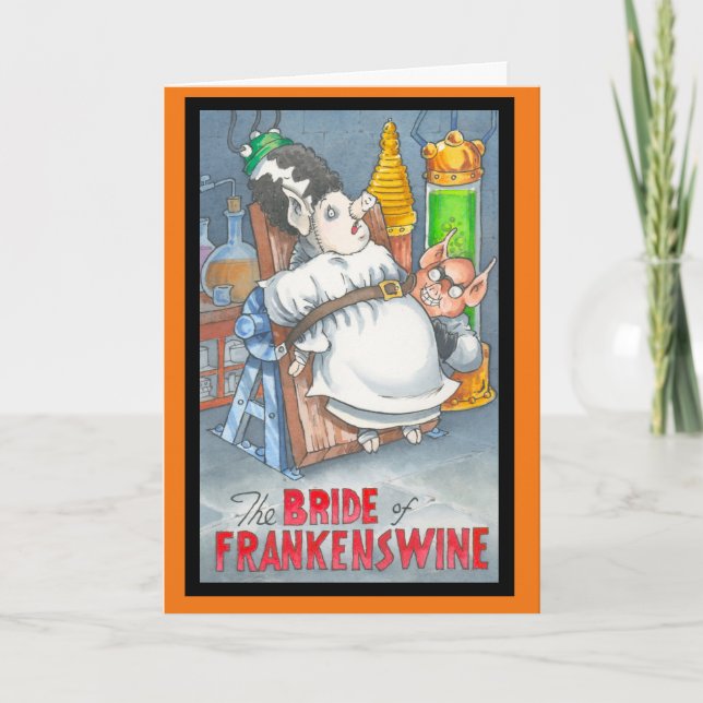 Brud av det Frankenswine Halloween kortet Kort (Framsida)