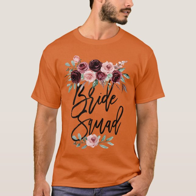 Brud Bästa Vän Squad Blommig Bröllopsfest Brud T Shirt (Framsida)
