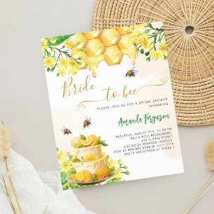 Brud bee gul floral bröllopsfest inbjudan
