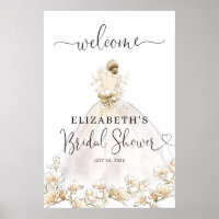 Brud Blond Klänning Blommig Välkomst Bröllopsfest
