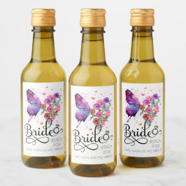 Brud boho Blommig Fjäril Namn Mini Vin Etikett
