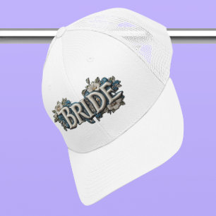 Brud Broderad Falsk Blommig Lapp Keps