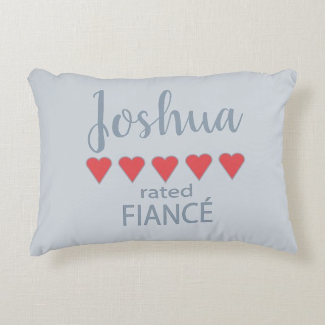 Brud & Bröllop 5 Hjärtan Fästman Prydnadskudde (Framsidan)