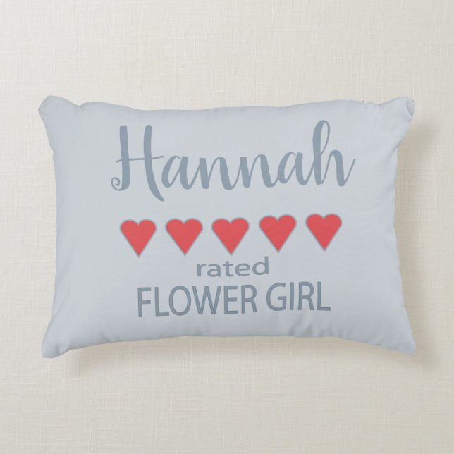 Brud & Bröllop 5 Hjärtans Flower Girl Prydnadskudde (Framsidan)