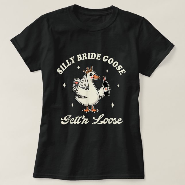 Brud Bröllop Dum Brud Gås som blir Lös T Shirt (Design framsida)
