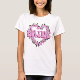 Brud Bröllop Rosa Hjärtrosor T Shirt