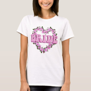 Brud Bröllop Rosa Hjärtrosor T Shirt