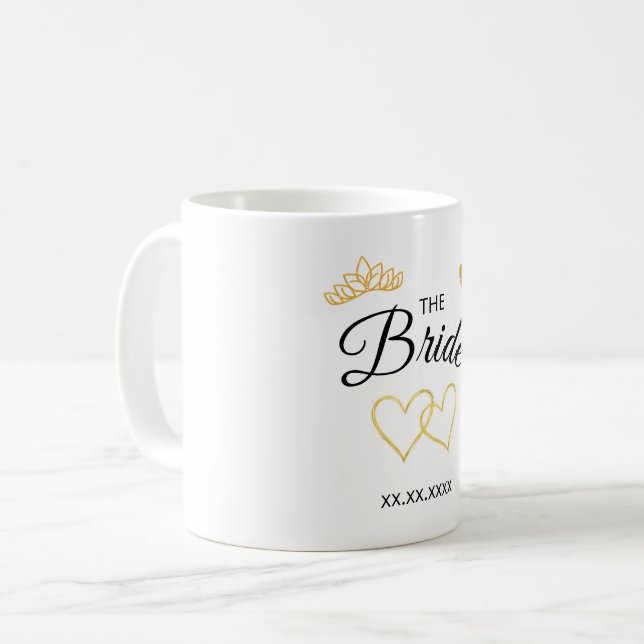 Brud Bröllopsdatum Elegant Design Kaffemugg (Framsida vänster)