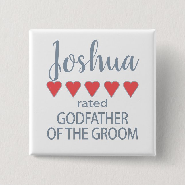 Brud & Bröllopskompani 5 hjärtan fadder åt brudgum Knapp (Framsida)