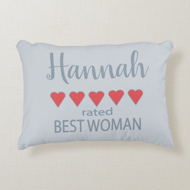 Brud & Bröllopskompani 5 Hjärtas Bästa Kvinna Prydnadskudde (Framsidan)