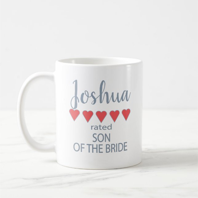 Brud & Bröllopsparty 5-hjärtig Brudens son Kaffemugg (Vänster)