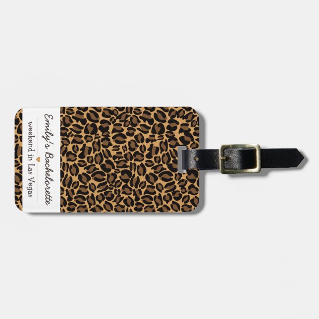 Brud Brud Chic Trendig Leopardtryck  Bagagebricka (Horisontell Framsida)