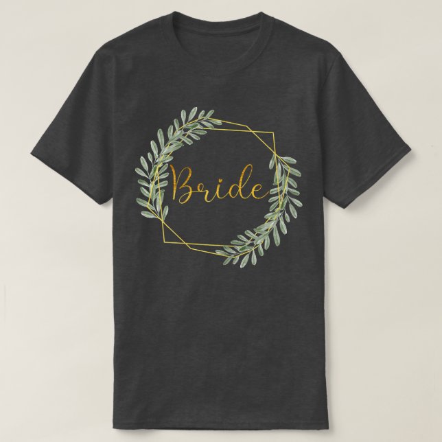 Brud Brudens Svägerska Party Eukalyptus Krans Brud T Shirt (Design framsida)