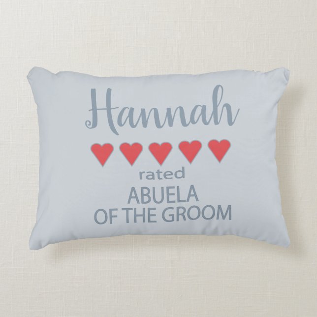 Brud & brudgum 5 hjärtan Farmor till brudgummen Prydnadskudde (Framsidan)