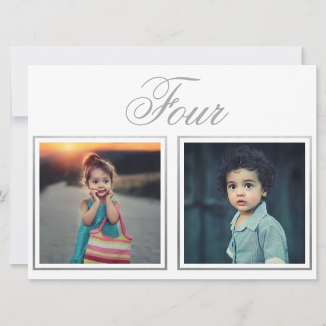 Brud Brudgum Ålder Elegant Klassisk Silver Bord Nu Inbjudningar (Framsida)