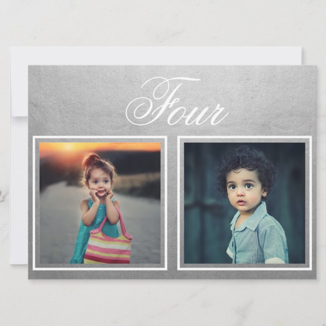 Brud Brudgum Ålder Elegant Klassisk Silver Bordnum Inbjudningar (Framsida)