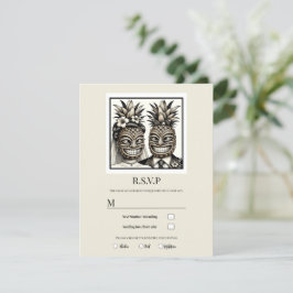 Brud & Brudgum Aloha Pineapple Tiki Bröllop RSVP Inbjudningar