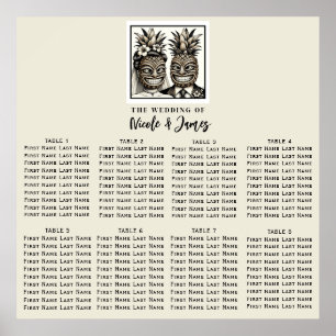 Brud & Brudgum Aloha Pineapple Tiki Bröllopsplats Poster