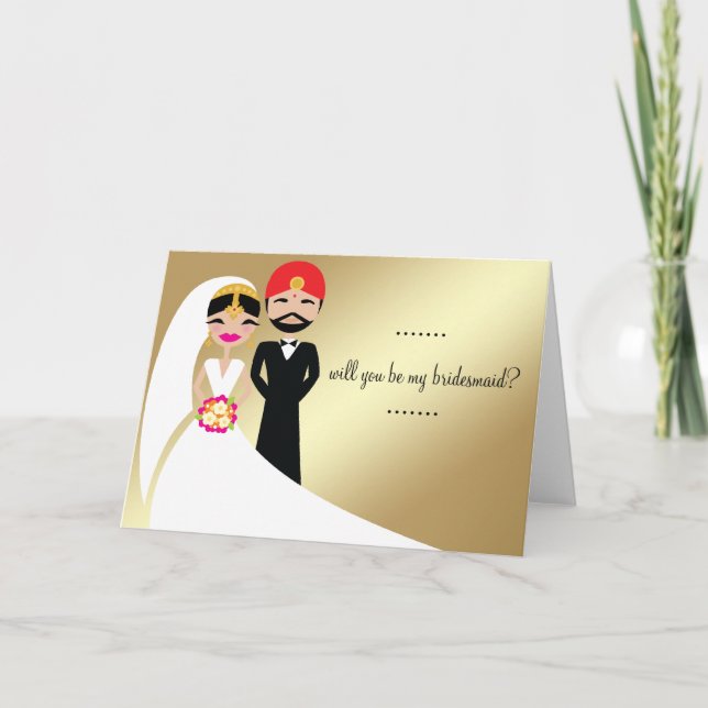 Brud & brudgum för indier 311 i vitkappa inbjudan (Framsida)