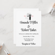 Brud & Brudgum Pojkvän Bröllopsinbjudan